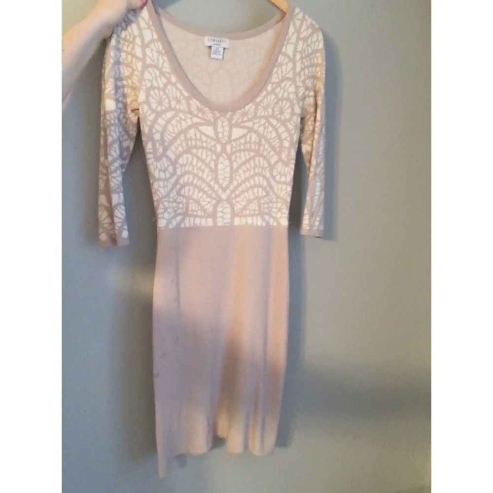 Blush/tan & cream knit dress